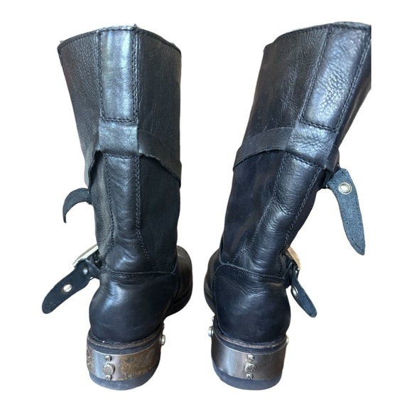 Zigi Girl Tangle Black Leather Heavy Metal Motorcycle Boots - Picture 5 of 9